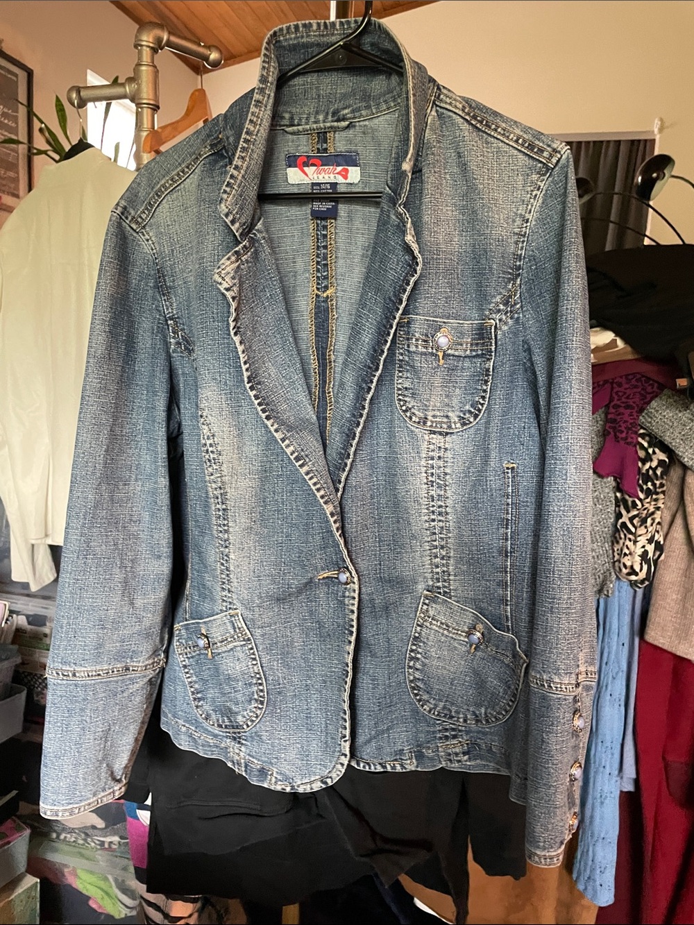 Women's Light Blue Denim Blazer Jacket